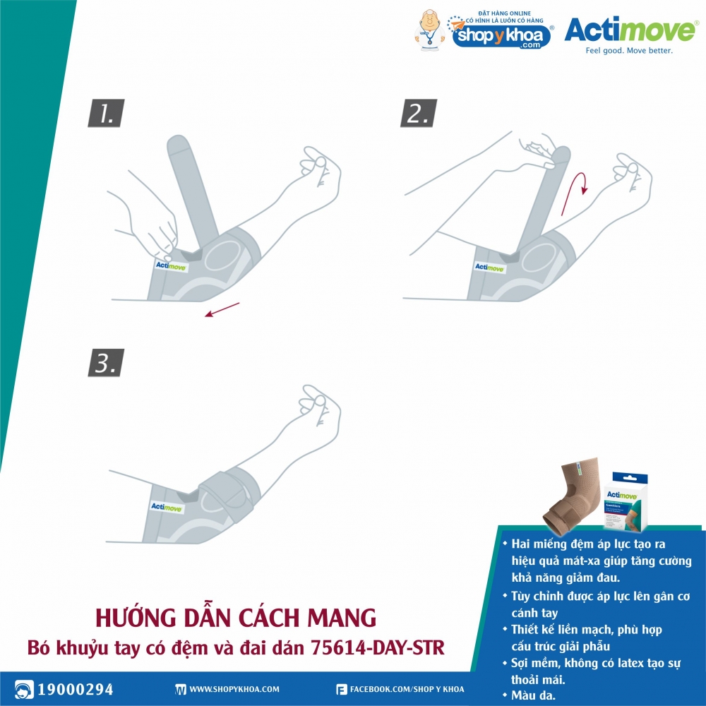 bo khuyu tay co dem va dai dan 75614 day str actimove elbow support