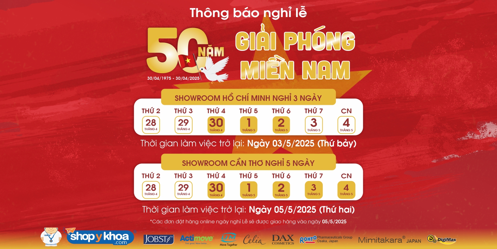 Thông báo nghỉ lễ 30/04-01/05